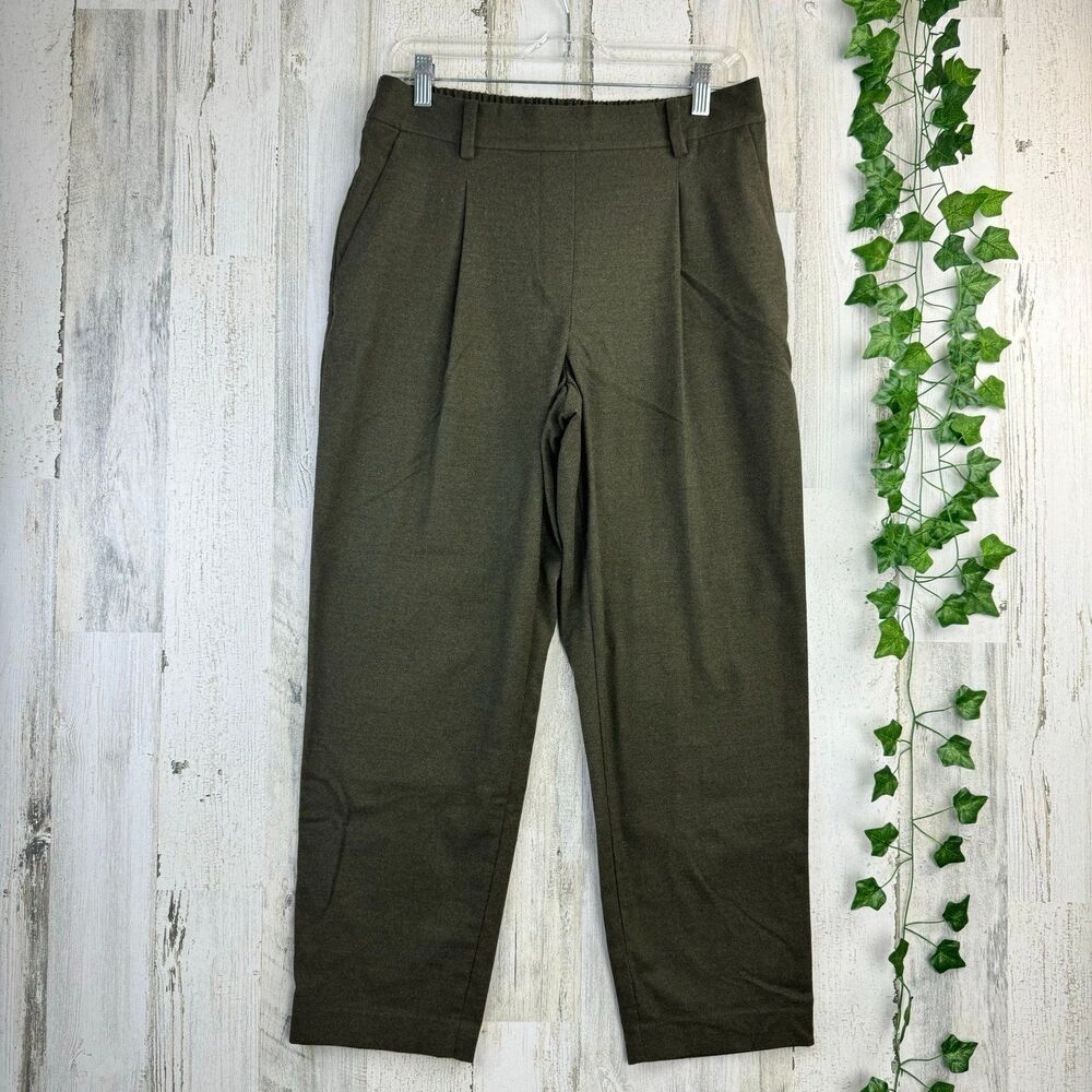 Loft single pleat olive green trousers office work pants size medium